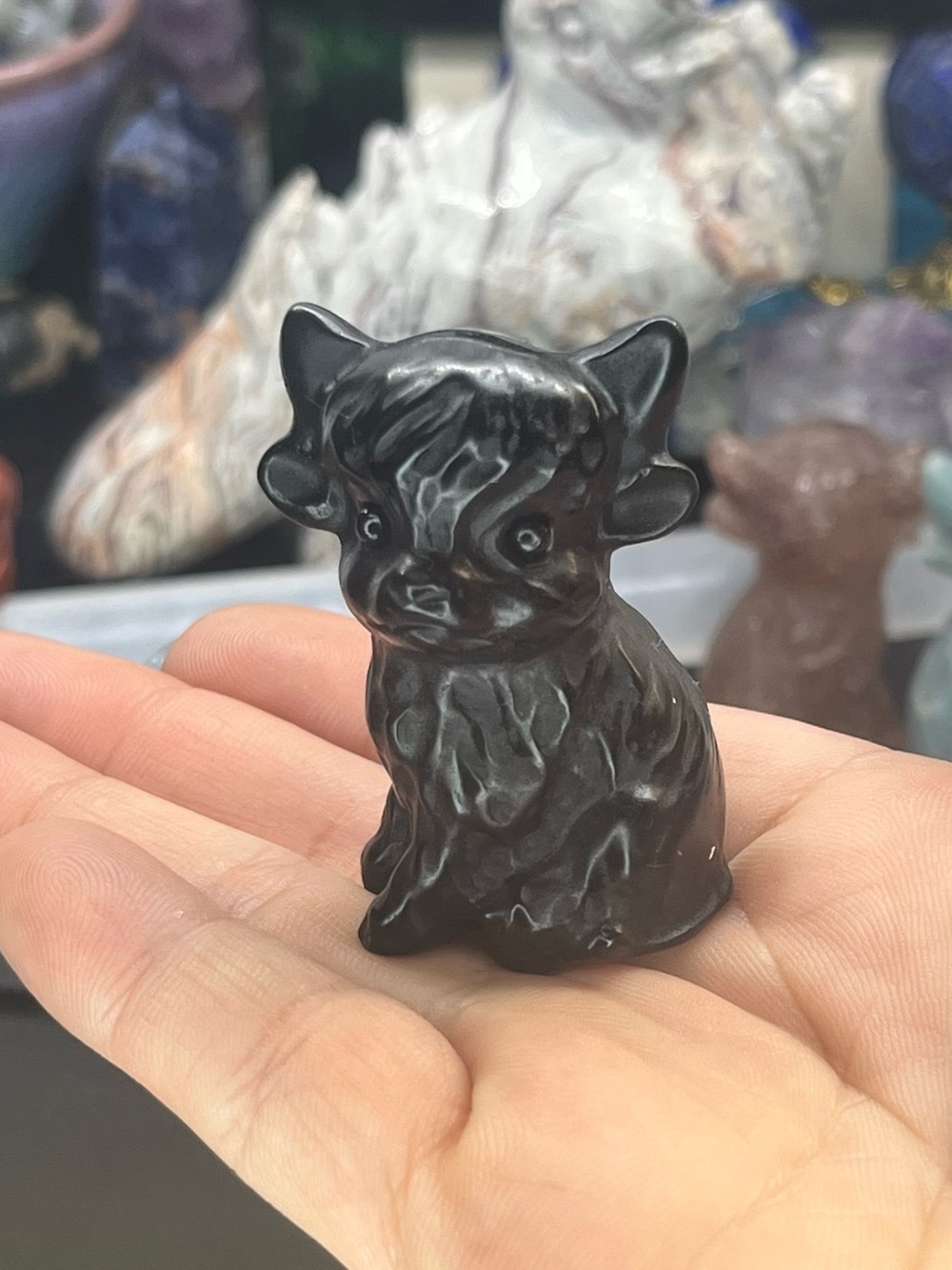 Highland Cow Crystal Carving